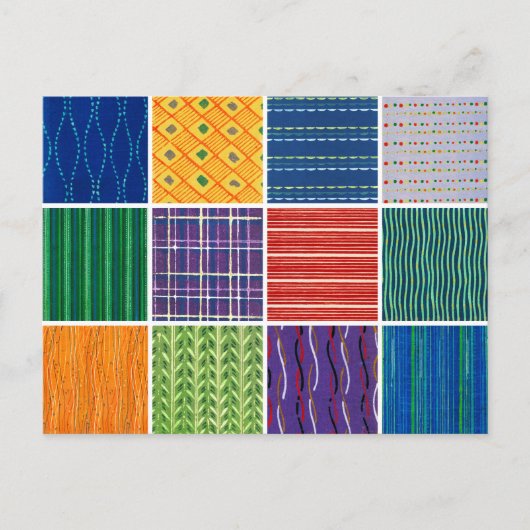 Vintage Japanese Woodcut Textiles ポストカード (正面)