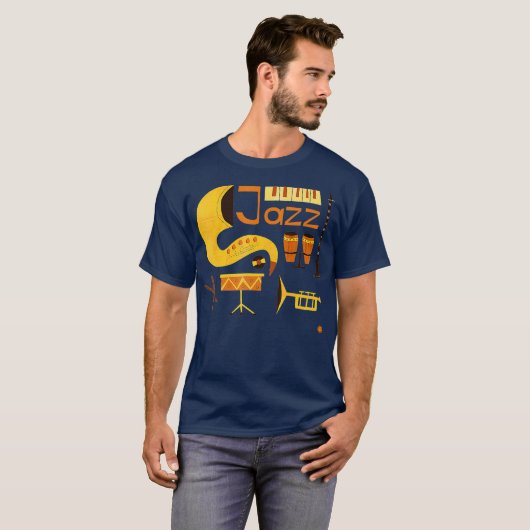 Vintage Jazz Music Tシャツ (正面フル)
