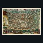 Vintage Jerusalem Map ポスター<br><div class="desc">1756 reprint of a map of Jerusalem originally created in 1643 by Claes Janszoon Visscher. Custom restored vintage map that would look great framed.</div>