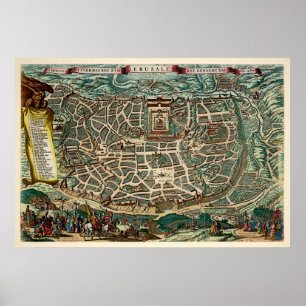 Vintage Jerusalem Map ポスター