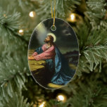 Vintage Jesus Christ Praying, Garden of Gethsemane セラミックオーナメント<br><div class="desc">Vintage illustration religious design Christ in the Garden of Gethsemane by Heinrich Hofmann. Jesus Christ is praying in Gethsemane wearing a long flowing robe and praying while looking up towards Heaven with a star shining down, he is deep in thought and prayer. Gethsemane is a garden at the foot of...</div>