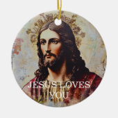 Vintage Jesus Loves You セラミックオーナメント (正面)