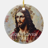Vintage Jesus Loves You セラミックオーナメント (裏面)