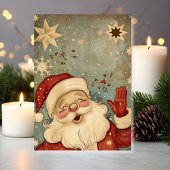 Vintage Jolly Santa Claus Christmas カード