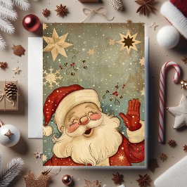 Vintage Jolly Santa Claus Christmas カード