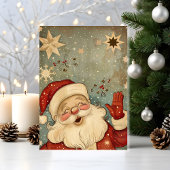 Vintage Jolly Santa Claus Christmas カード