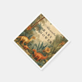 Vintage Jungle Dinosaur Baby Shower スタンダードカクテルナプキン (角)