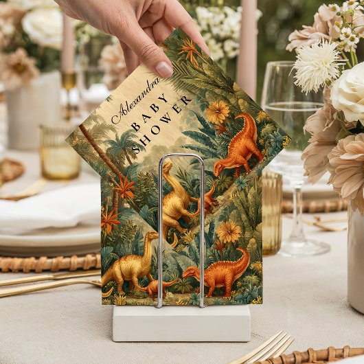 Vintage Jungle Dinosaur Baby Shower スタンダードカクテルナプキン