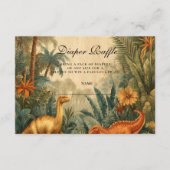 Vintage Jungle Dinosaur Baby Shower Diapper Raffle エンクロージャーカード (正面)