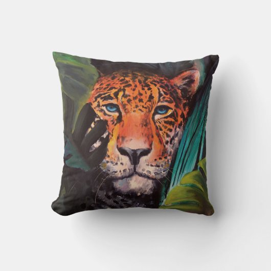 Vintage jungle leopard クッション (正面)