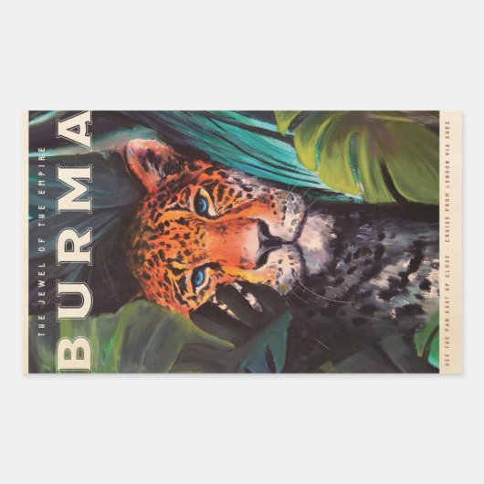 Vintage jungle leopard 長方形シール (正面)