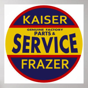 Vintage Kaiser Frazer service sign red/blue ポスター