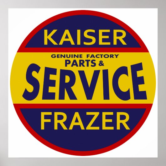 Vintage Kaiser Frazer service sign red/blue ポスター (正面)