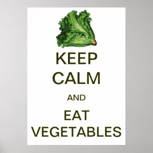 Vintage Keep Calm and Eat Vegetables ポスター