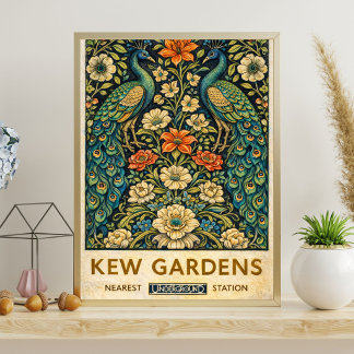 Vintage Kew Gardens Peacock Poster ポスター