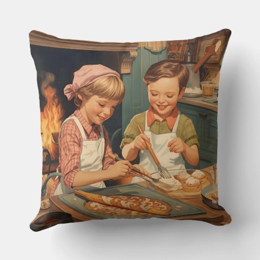 Vintage Kids Cooking クッション (裏面)