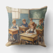 Vintage Kids in School クッション (正面)