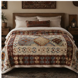 Vintage Kilim Geometric Multicolor Folk Textile シェルパブランケット