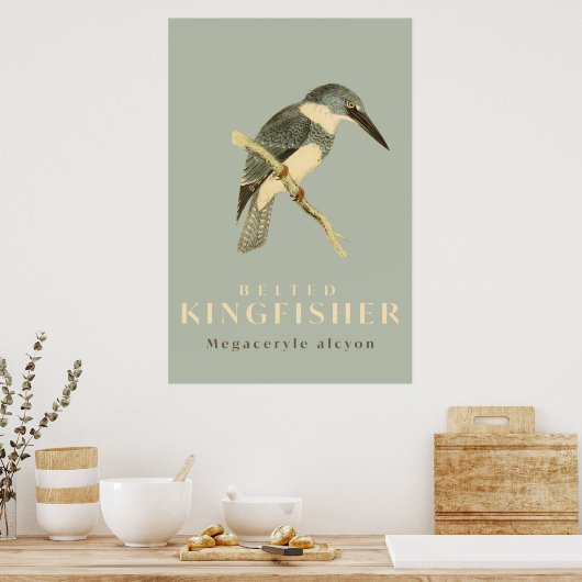 Vintage Kingfisher Watercolour Poster ポスター (キッチン)