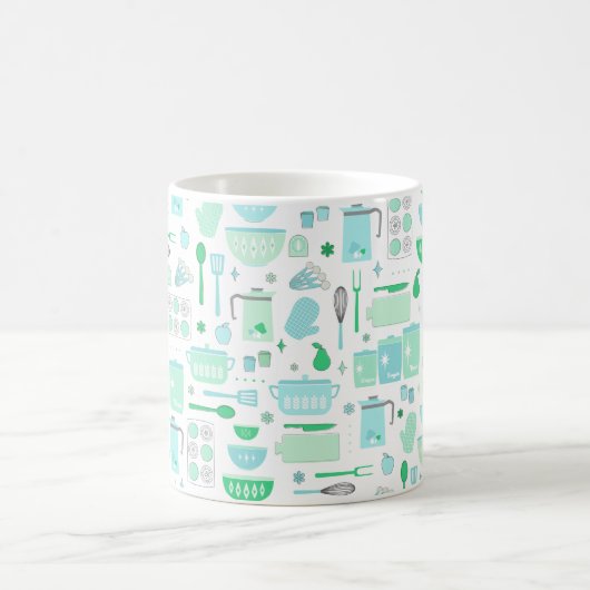 Vintage Kitchen Mint and Teal コーヒーマグカップ (中央)