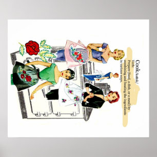 Vintage Kitchen poster w/ stove and apron ポスター