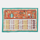 Vintage Kitchen Utensils Calendar Towel 2026 キッチンタオル (横)