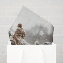 Vintage Kitties Snowball Fight Tissue Paper 薄葉紙