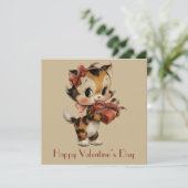 Vintage Kitty Charm Valentine`s Day カード (スタンド正面)