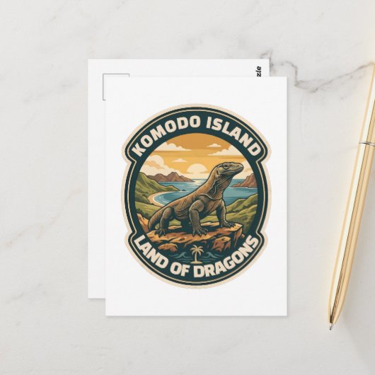 Vintage Komodo Island National Park Indonesia ポストカード (正面/裏面インサイチュ)