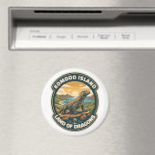 Vintage Komodo Island National Park Indonesia マグネット (インサイチュ (食洗機))