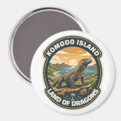 Vintage Komodo Island National Park Indonesia マグネット (正面/裏面)
