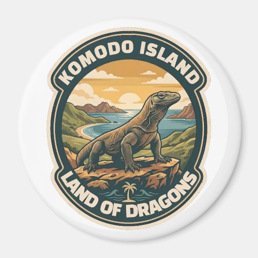 Vintage Komodo Island National Park Indonesia マグネット (正面)