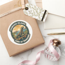 Vintage Komodo Island National Park Indonesia Retr ラウンドシール