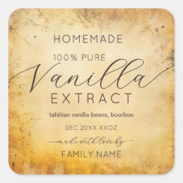Vintage Kraft vanilla extract product labels スクエアシール