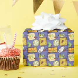 Vintage Labels Orange Yellow ラッピングペーパー