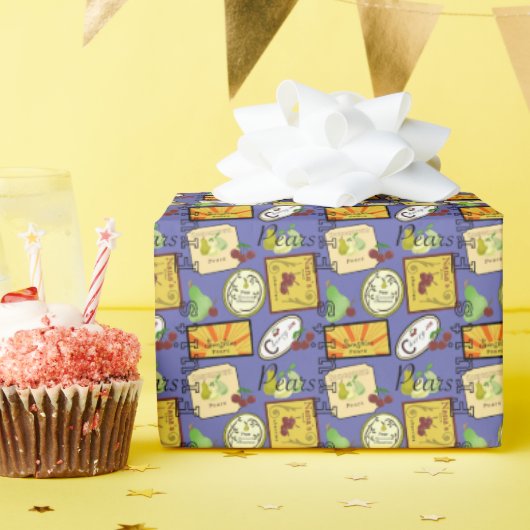 Vintage Labels Orange Yellow ラッピングペーパー (誕生日パーティー)