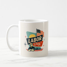 Vintage Labor Day / Día del Trabajo Retro コーヒーマグカップ