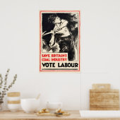 Vintage Labour Party Election Poster Save ポスター (キッチン)