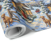 Vintage Labrador Retriever Christmas Cottage ラッピングペーパー (ロールコーナー)