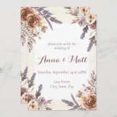 Vintage Lace and Pressed Flowers Wedding 招待状 (正面/裏面)