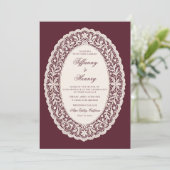 Vintage Lace Burgundy Wedding Invitation 招待状 (スタンド正面)