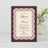 Vintage Lace Burgundy Wedding Invitation 招待状 (スタンド正面)