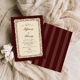 Vintage Lace Burgundy Wedding Invitation 招待状
