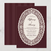 Vintage Lace Burgundy Wedding Invitation 招待状 (正面/裏面)