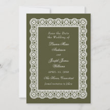 Vintage Lace Doily Green Wedding Save The Date