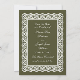 Vintage Lace Doily Green Wedding Save The Date セーブザデート