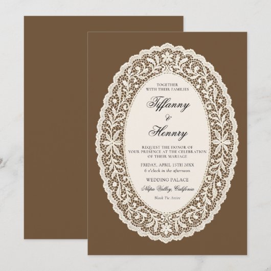 Vintage Lace Doily Wedding Invitation 招待状 (正面/裏面)