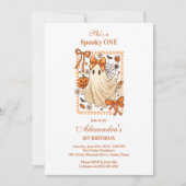 Vintage Lace Ghost Coquette Halloween  1st Birthda 招待状 (正面)