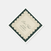 Vintage Lace Green Stripes Engagement Party スタンダードカクテルナプキン (角)