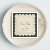 Vintage Lace Green Stripes Engagement Party スタンダードカクテルナプキン